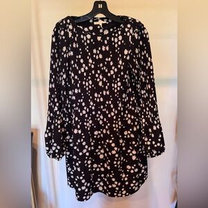 Maje Black Dress with White and Yellow Floral Design